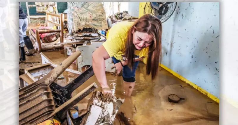 Cebu Teachers Dig Through Mud After Typhoon Tino Ravages School