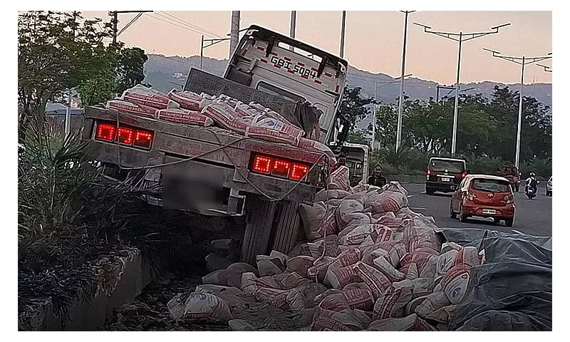 Cement Truck Tire Blast Causes Cebu Road Accident, Traffic Jam