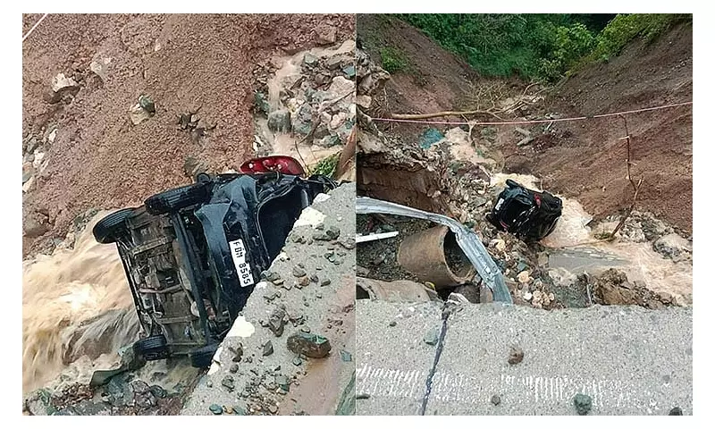 Police Officer Survives as Car Plunges 30 Feet in Balamban Landslide