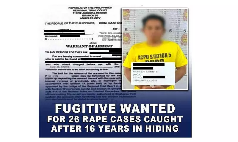 Angeles City Police Nab Fugitive After 16-Year Manhunt for 26 Rape Counts