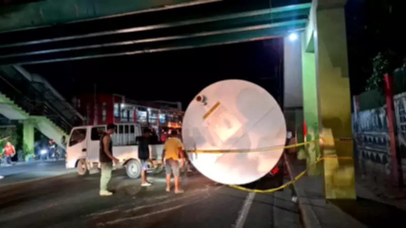 Fuel Tanker Overturns After Hitting Skywalk in Talisay City, No Injuries Reported