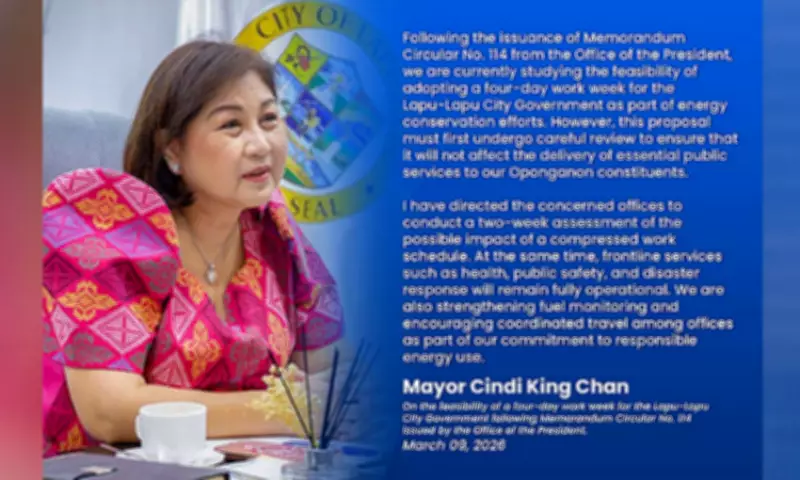 Lapu-Lapu City Mayor Orders Study on Four-Day Work Week for City Hall