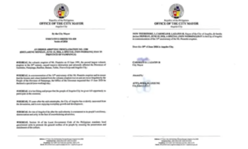 Angeles City Declares June 15 Special Non-Working Day for Mt. Pinatubo Eruption Anniversary