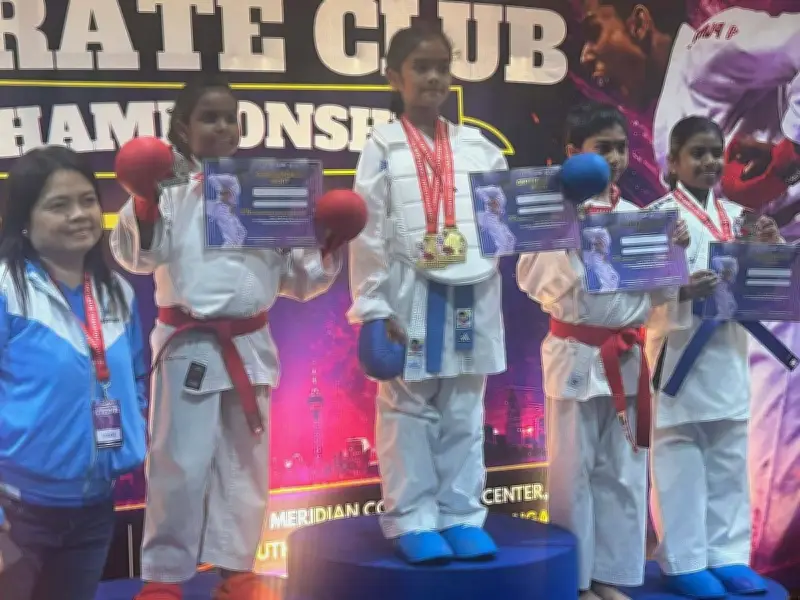 Dabawenya Veeya Angel Noro Jayan wins double gold at 2nd International Karate Club Championship 2026