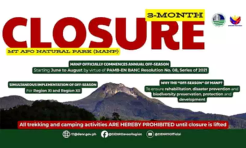 DENR-Davao Announces Annual 3-Month Closure of Mt. Apo Natural Park